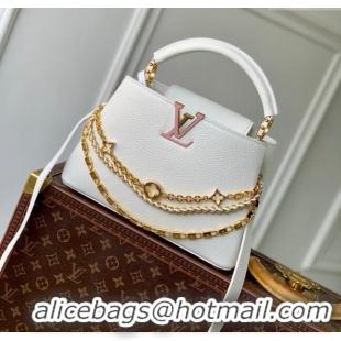 New Fashion Louis Vuitton Capucines BB Bag with Mother-of-pearl Hardware in White Taurillon Leather M11342 2025