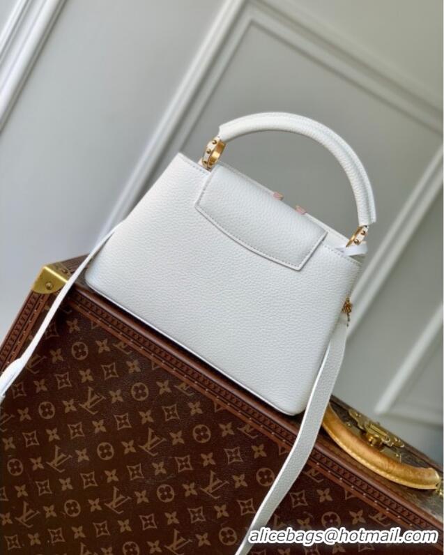 New Fashion Louis Vuitton Capucines BB Bag with Mother-of-pearl Hardware in White Taurillon Leather M11342 2025