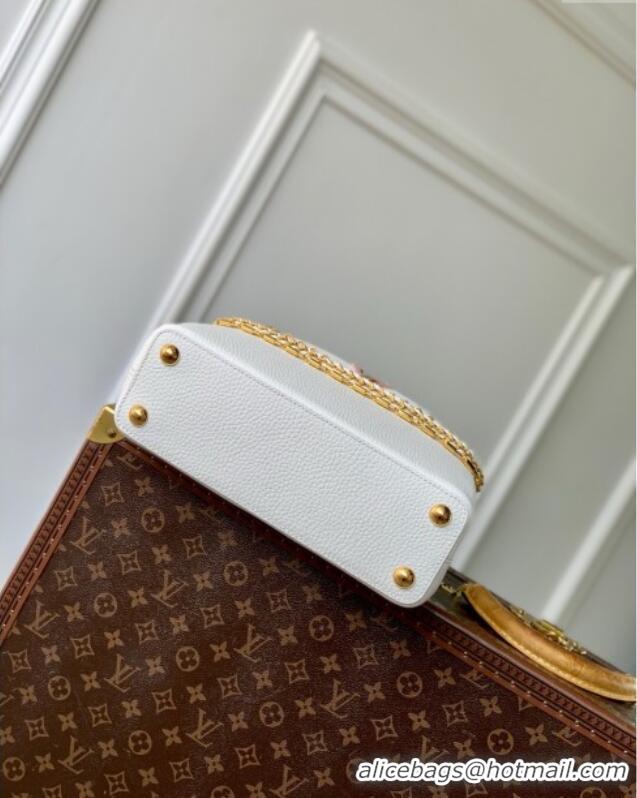 New Fashion Louis Vuitton Capucines BB Bag with Mother-of-pearl Hardware in White Taurillon Leather M11342 2025