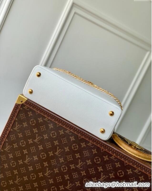 Reasonable Price Louis Vuitton Capucines MM Bag with Mother-of-pearl Hardware in White Taurillon Leather M11342 2025