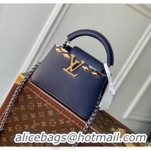 Buy Fashionable Louis Vuitton Capucines Mini Bag in Black Taurillon Leather with Maxi Studs M12751 Navy Blue 2025