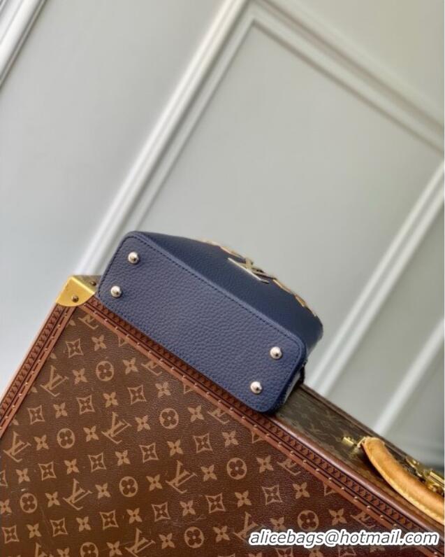 Buy Fashionable Louis Vuitton Capucines Mini Bag in Black Taurillon Leather with Maxi Studs M12751 Navy Blue 2025