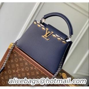 Affordable Price Louis Vuitton Capucines BB Bag in Black Taurillon Leather with Maxi Studs M12751 Navy Blue 2025