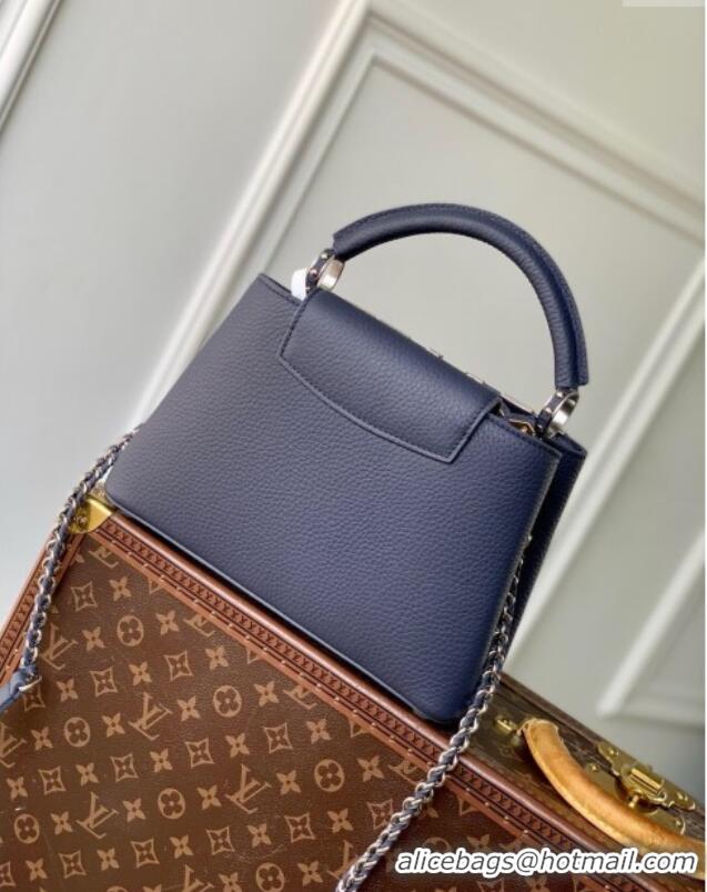 Affordable Price Louis Vuitton Capucines BB Bag in Black Taurillon Leather with Maxi Studs M12751 Navy Blue 2025