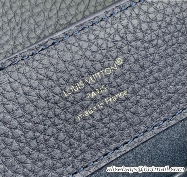 Super Quality Louis Vuitton Capucines MM Bag in Black Taurillon Leather with Maxi Studs M12751 Navy Blue 2025