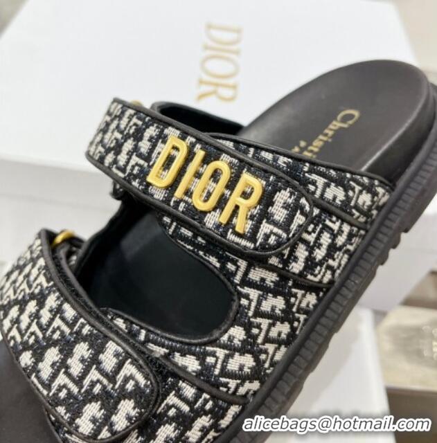 Buy Luxury Dior Dioract Slide Sandals in Oblique Canvas 214002