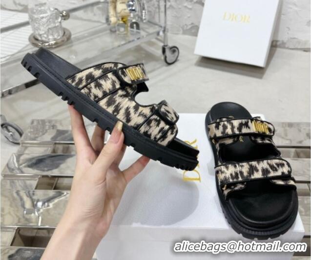 Popular Style Dior Dioract Slide Sandals in Printed Canvas Beige 0214003