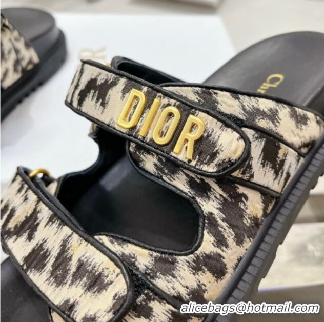 Popular Style Dior Dioract Slide Sandals in Printed Canvas Beige 0214003