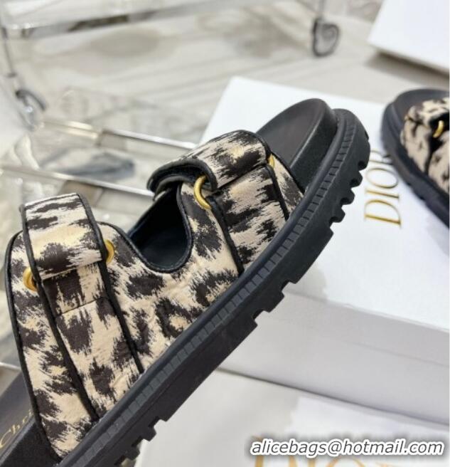 Popular Style Dior Dioract Slide Sandals in Printed Canvas Beige 0214003