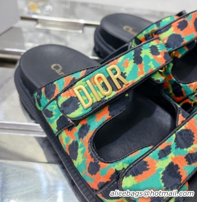 Good Quality Dior Dioract Slide Sandals in Printed Canvas Green 0214004