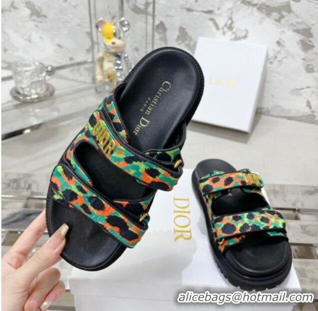 Good Quality Dior Dioract Slide Sandals in Printed Canvas Green 0214004