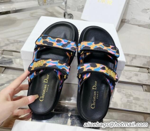 Best Product Dior Dioract Slide Sandals in Printed Canvas Blue 214005