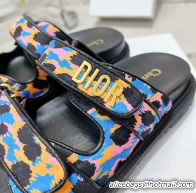 Best Product Dior Dioract Slide Sandals in Printed Canvas Blue 214005