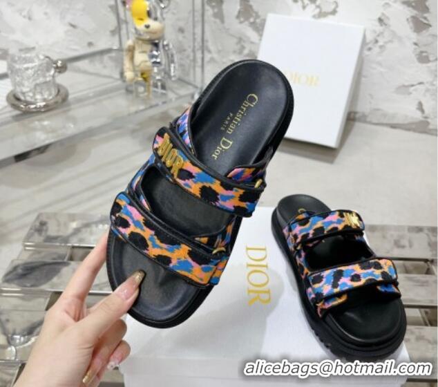 Best Product Dior Dioract Slide Sandals in Printed Canvas Blue 214005