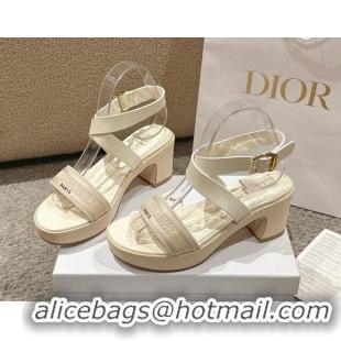 Top Grade Dior Dway Heeled Sandals 7cm D22002 Beige 5022010