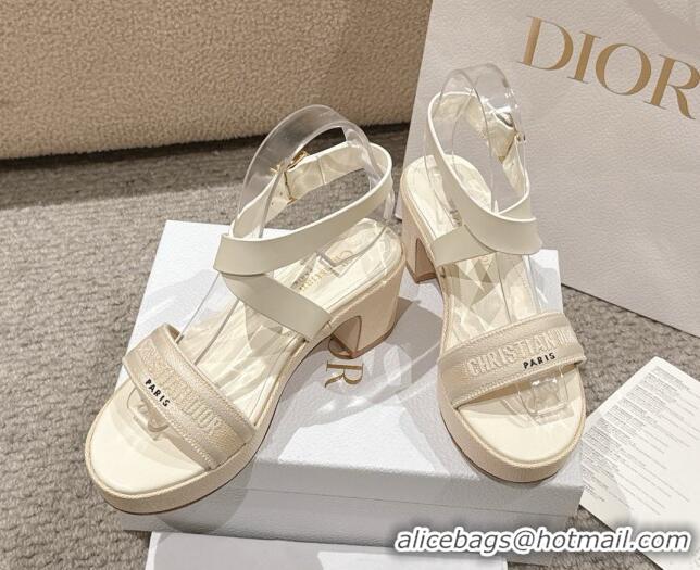 Top Grade Dior Dway Heeled Sandals 7cm D22002 Beige 5022010