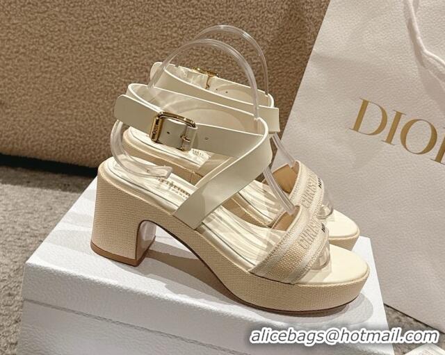 Top Grade Dior Dway Heeled Sandals 7cm D22002 Beige 5022010