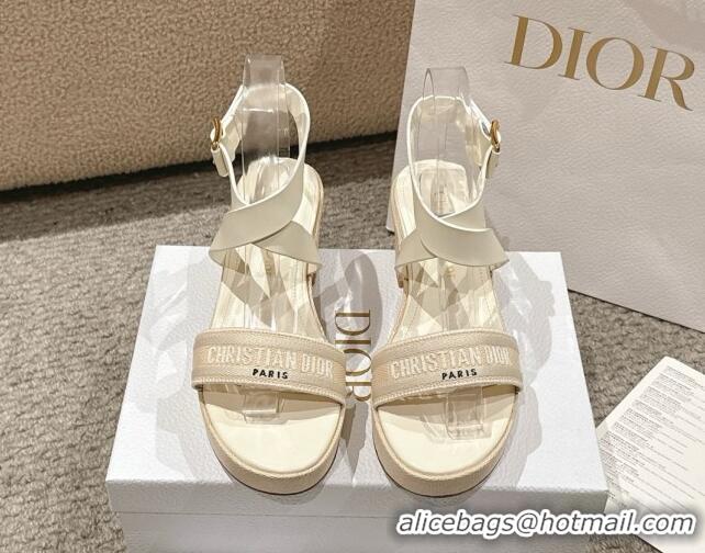 Top Grade Dior Dway Heeled Sandals 7cm D22002 Beige 5022010