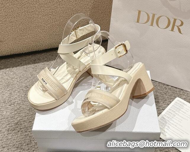 Top Grade Dior Dway Heeled Sandals 7cm D22002 Beige 5022010