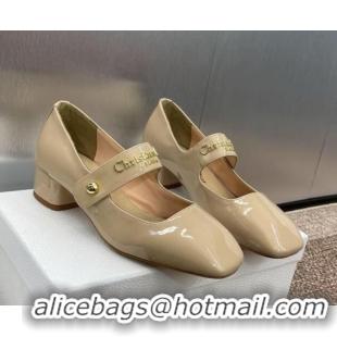 Good Product Dior D-Lane Mary Janes Pumps 3.5cm in Patent Calfskin Nude 0220053