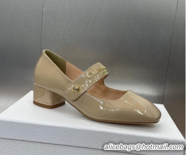 Good Product Dior D-Lane Mary Janes Pumps 3.5cm in Patent Calfskin Nude 0220053