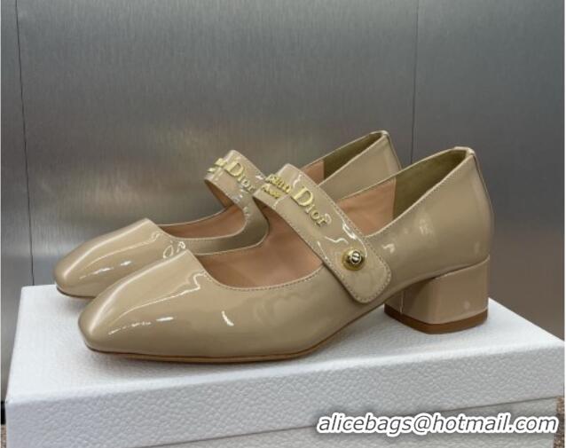 Good Product Dior D-Lane Mary Janes Pumps 3.5cm in Patent Calfskin Nude 0220053