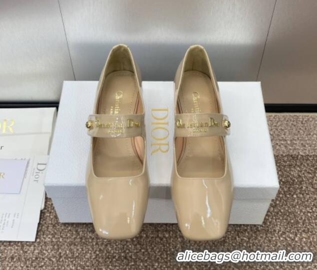 Good Product Dior D-Lane Mary Janes Pumps 3.5cm in Patent Calfskin Nude 0220053