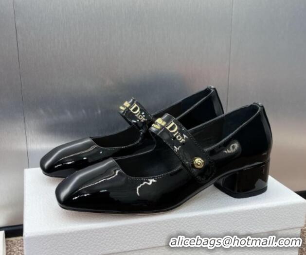 Charming Dior D-Lane Mary Janes Pumps 3.5cm in Patent Calfskin Black 0220054