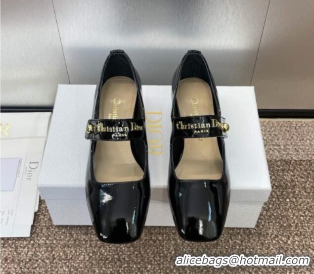 Charming Dior D-Lane Mary Janes Pumps 3.5cm in Patent Calfskin Black 0220054