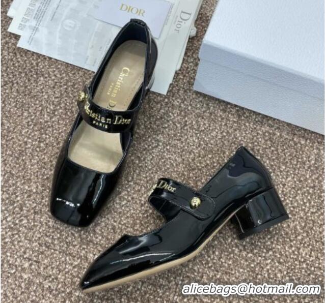 Charming Dior D-Lane Mary Janes Pumps 3.5cm in Patent Calfskin Black 0220054