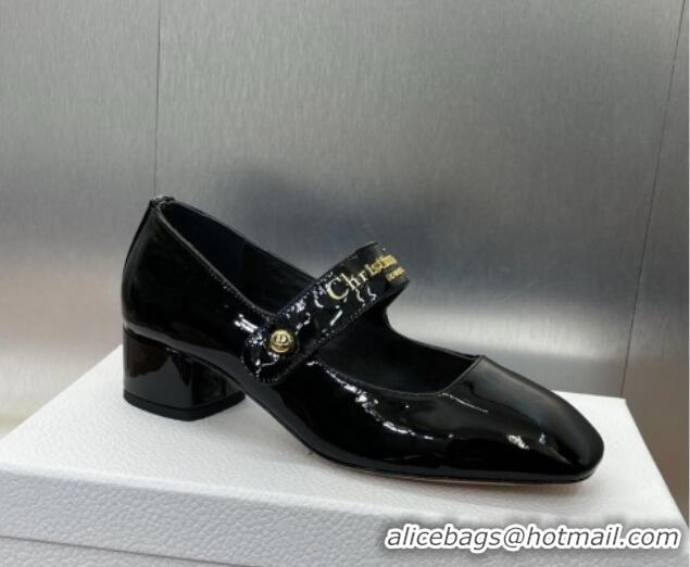 Charming Dior D-Lane Mary Janes Pumps 3.5cm in Patent Calfskin Black 0220054