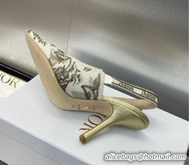 Sophisticated Dior J'Adior Slingback Pumps 9.5cm in White and Gold-Tone Millefiori Jacquard 0220062