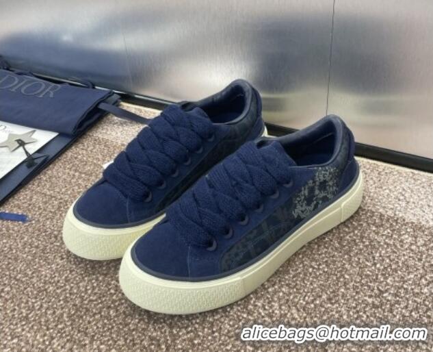 Lowest Price Travis x Dior B33 Low-top Sneakers in Printed Oblique and Suede Navy Blue 0220085