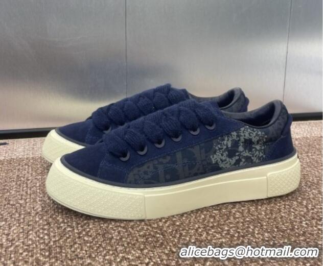 Lowest Price Travis x Dior B33 Low-top Sneakers in Printed Oblique and Suede Navy Blue 0220085