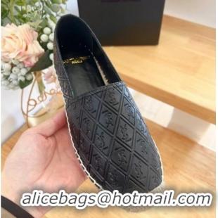 1:1 Saint Laurent YSL Allover Leather Espadrilles Flat Black 1226056