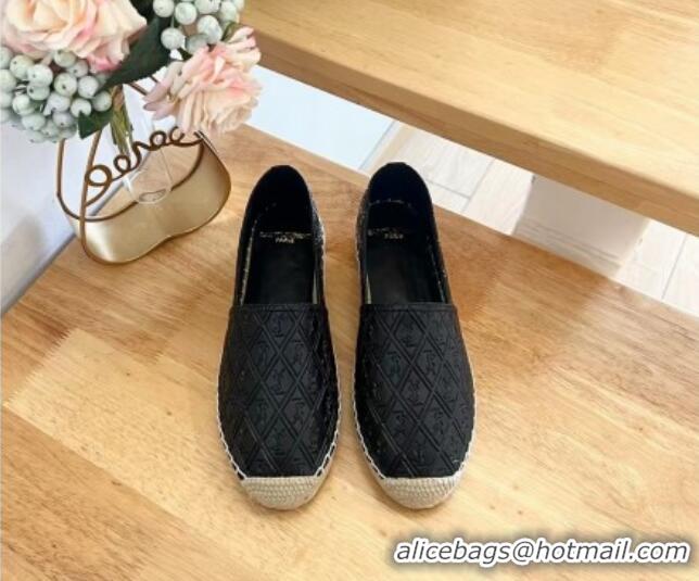 1:1 Saint Laurent YSL Allover Leather Espadrilles Flat Black 1226056