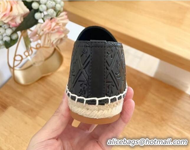 1:1 Saint Laurent YSL Allover Leather Espadrilles Flat Black 1226056