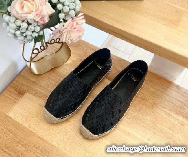 1:1 Saint Laurent YSL Allover Leather Espadrilles Flat Black 1226056