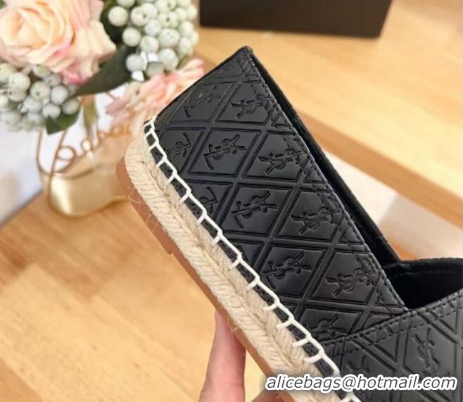 1:1 Saint Laurent YSL Allover Leather Espadrilles Flat Black 1226056