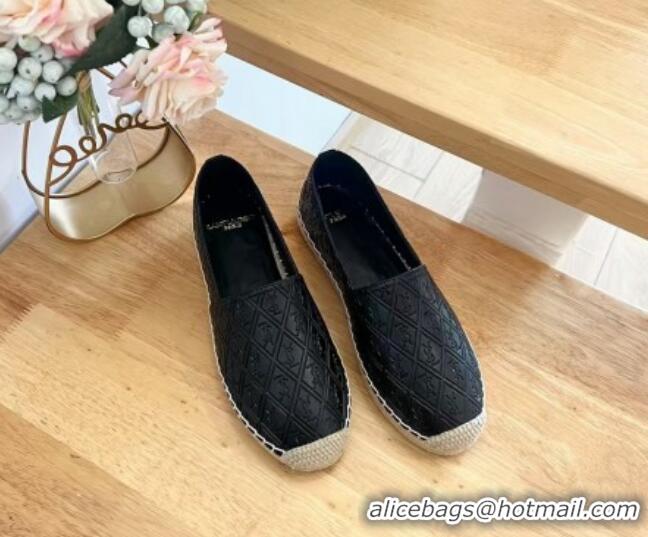 1:1 Saint Laurent YSL Allover Leather Espadrilles Flat Black 1226056