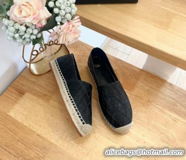 1:1 Saint Laurent YSL Allover Leather Espadrilles Flat Black 1226056