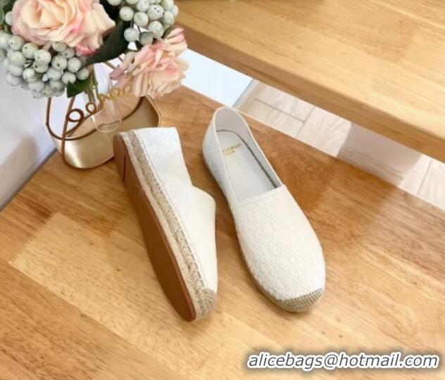 Stylish Saint Laurent YSL Allover Leather Espadrilles Flat White 1226057