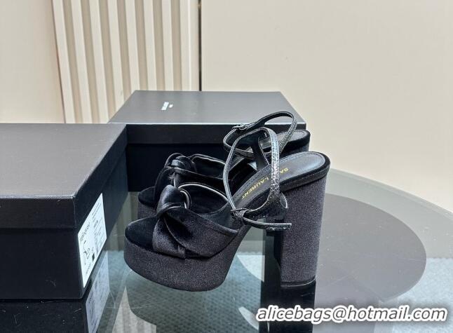 Good Quality Saint Laurent Bianca Platform Sandals 12.5cm in Velvet Black 1226072