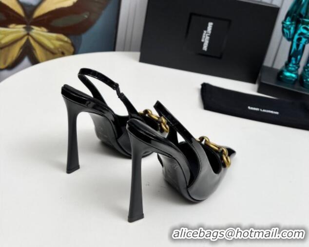 Sumptuous Saint Laurent Le Maillon Slingback Pumps 11cm in Patent Leather Black 1226077