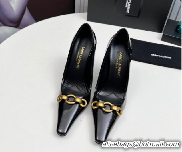 Best Grade Saint Laurent Le Maillon High Heel Pumps 11cm in Patent Leather Black 1226082