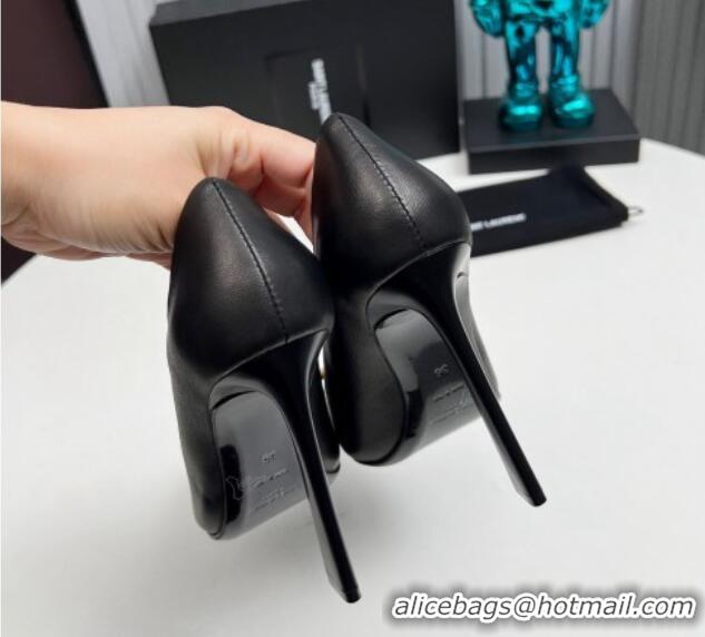 Low Price Saint Laurent Le Maillon High Heel Pumps 11cm in Calfskin Leather Black 1226084