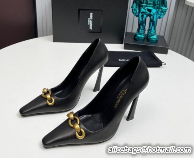 Low Price Saint Laurent Le Maillon High Heel Pumps 11cm in Calfskin Leather Black 1226084