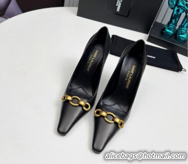 Low Price Saint Laurent Le Maillon High Heel Pumps 11cm in Calfskin Leather Black 1226084