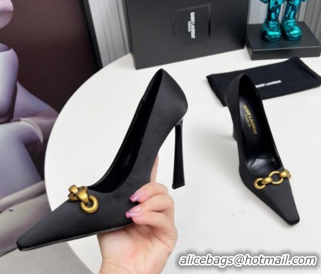 Perfect Saint Laurent Le Maillon High Heel Pumps 11cm in Satin Black 1226085