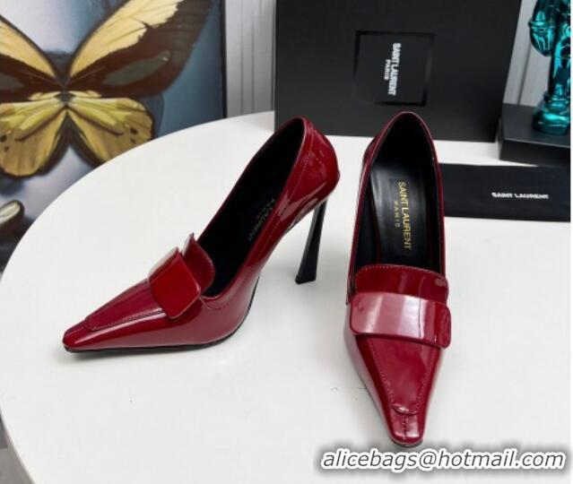 Luxurious Saint Laurent D'ORSAY High Heel Pumps 11cm in Patent Leather Burgundy 1226093